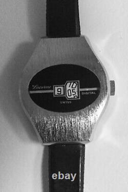 Rare Vintage 60's Lucerne Digital Swiss Watch Hand Wound Not Running For Parts