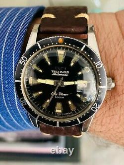 Rare Vintage 60s Technos Sky Diver 500m Swiss Original Dial, Auto 2472 Serviced