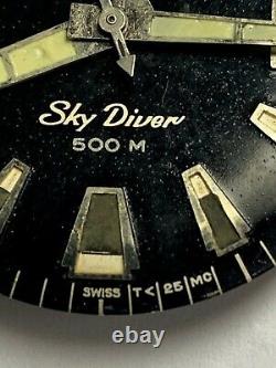 Rare Vintage 60s Technos Sky Diver 500m Swiss Original Dial, Auto 2472 Serviced