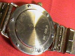 Rare Vintage 9ct Gold Rocina Liverty Mens Watch & Gp Mesh Band Quarzt Swiss