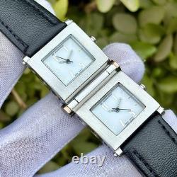 Rare Vintage AL Cobra Double Square Dial Swiss Made Men's Quartz Watch AC2016L