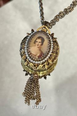 Rare Vintage Antique Norman Swiss Made Watch Lady Portrait On The Other Side