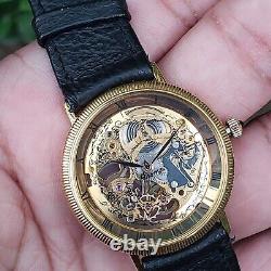 Rare Vintage Aroma Swiss Skeleton Collector Manual Winding Watch 33mm