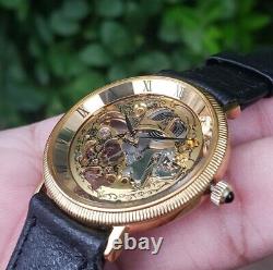 Rare Vintage Aroma Swiss Skeleton Collector Manual Winding Watch 33mm