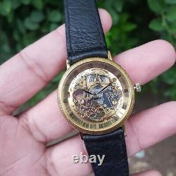 Rare Vintage Aroma Swiss Skeleton Collector Manual Winding Watch 33mm