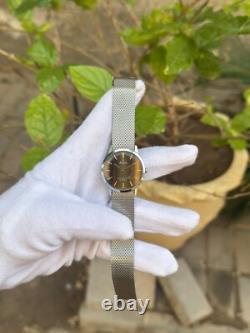 Rare Vintage Aroma Tiger Eye Stone Dial Manual Winding Swiss Made Watch 31MM
