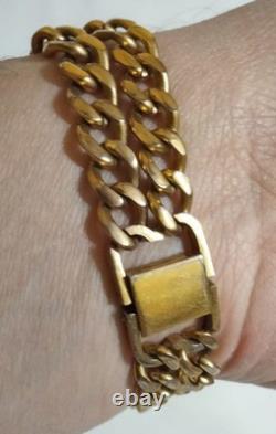 Rare Vintage BUTEX Swiss Quartz Gold Plated Double Chain Bracelet Watch