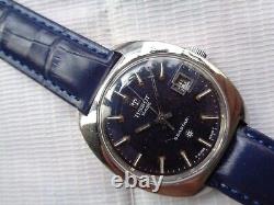 Rare Vintage Blue Dial Swiss Tissot Seastar Mens Manual Hand Winding Wristwatch