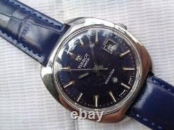 Rare Vintage Blue Dial Swiss Tissot Seastar Mens Manual Hand Winding Wristwatch