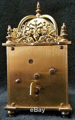 Rare Vintage Brass Swiza 8 Day Travel Alarm Clock Made in Swiss