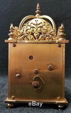 Rare Vintage Brass Swiza 8 Day Travel Alarm Clock Made in Swiss