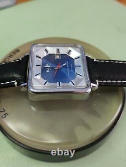 Rare & Vintage Buler DresslCasual Watch WithDate Blue Dial Swiss Made