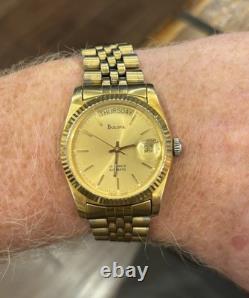 Rare Vintage Bulova 97C22 President ETA 2836-2 Swiss Automatic Gold Capped