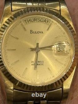 Rare Vintage Bulova 97C22 President ETA 2836-2 Swiss Automatic Gold Capped