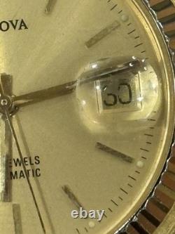 Rare Vintage Bulova 97C22 President ETA 2836-2 Swiss Automatic Gold Capped