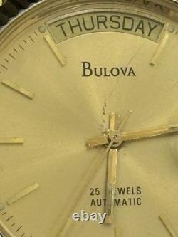 Rare Vintage Bulova 97C22 President ETA 2836-2 Swiss Automatic Gold Capped