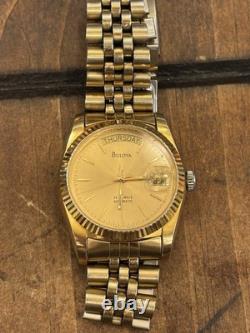 Rare Vintage Bulova 97C22 President ETA 2836-2 Swiss Automatic Gold Capped