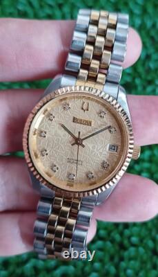 Rare Vintage Bulova Computer Dial Automatic 25 Jewels MID Size Swiss Made Watch