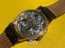 Rare Vintage CAUNY Prima Chronograph Swiss Watch LANDERON 248 Gold Plaque 10micr
