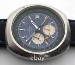 Rare Vintage CHRONOGRAPH LEMANIA Automatic Date Swiss Wristwatch Steel Case