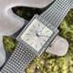 Rare Vintage Cyma Elegant White Textured Dial Tank Shape Swiss Quartz Watch 724
