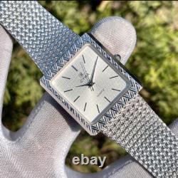 Rare Vintage Cyma Elegant White Textured Dial Tank Shape Swiss Quartz Watch 724
