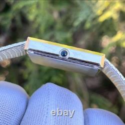 Rare Vintage Cyma Elegant White Textured Dial Tank Shape Swiss Quartz Watch 724