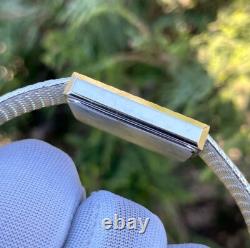 Rare Vintage Cyma Elegant White Textured Dial Tank Shape Swiss Quartz Watch 724