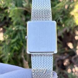 Rare Vintage Cyma Elegant White Textured Dial Tank Shape Swiss Quartz Watch 724
