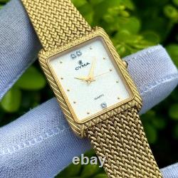Rare Vintage Cyma Tank Shape Sand Textured Dial Swiss Made Men Quartz Watch 803