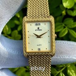 Rare Vintage Cyma Tank Shape Sand Textured Dial Swiss Made Men Quartz Watch 803