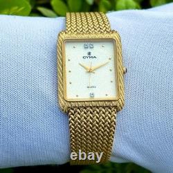 Rare Vintage Cyma Tank Shape Sand Textured Dial Swiss Made Men Quartz Watch 803