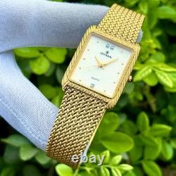 Rare Vintage Cyma Tank Shape Sand Textured Dial Swiss Made Men Quartz Watch 803