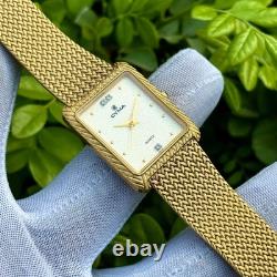 Rare Vintage Cyma Tank Shape Sand Textured Dial Swiss Made Men Quartz Watch 803