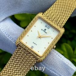 Rare Vintage Cyma Tank Shape Sand Textured Dial Swiss Made Men Quartz Watch 803