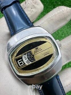 Rare Vintage DELMA Men's Jump Hour Digital Mechanical Watch 70s Swiss Original