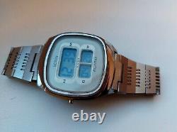 Rare Vintage DERBY LCD Alarm Watch 1970s ESA 934.912 Swiss Made Date