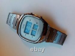 Rare Vintage DERBY LCD Alarm Watch 1970s ESA 934.912 Swiss Made Date