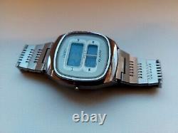 Rare Vintage DERBY LCD Alarm Watch 1970s ESA 934.912 Swiss Made Date