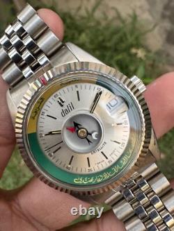 Rare Vintage Dalil Muslim Satellite Automatic Date Watch ETA 2824-1 Swiss Made
