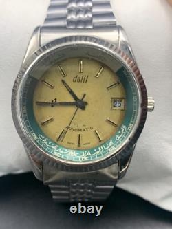 Rare Vintage Dalil Watch II Golden Dail Muslim 37mm Automatic Mens Swiss Mecca