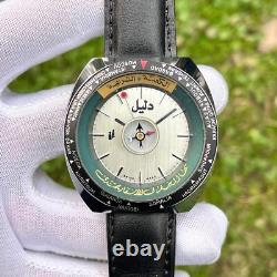 Rare Vintage Dalil World Time NOS Mecca Direction Manual Winding Swiss Men Watch