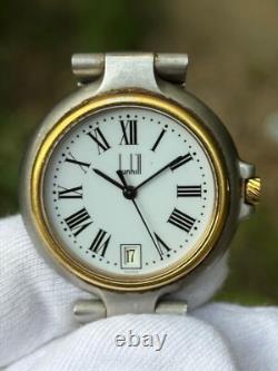 Rare Vintage Dunhill Alfred Millennium Quartz Tow Tone Swiss Made Watch 32MM