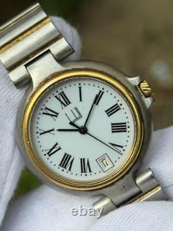Rare Vintage Dunhill Alfred Millennium Quartz Tow Tone Swiss Made Watch 32MM