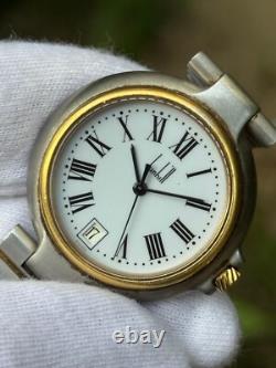 Rare Vintage Dunhill Alfred Millennium Quartz Tow Tone Swiss Made Watch 32MM