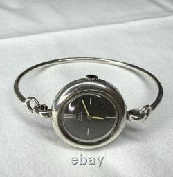 Rare Vintage EMKA Genève Swiss 800 Silver Bangle Bracelet Watch Working Wind-Up