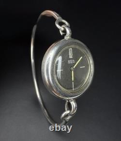 Rare Vintage EMKA Genève Swiss 800 Silver Bangle Bracelet Watch Working Wind-Up