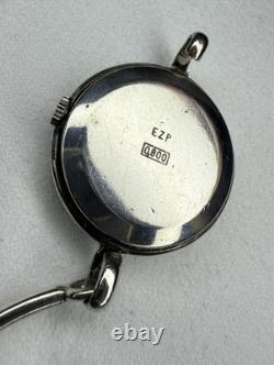 Rare Vintage EMKA Genève Swiss 800 Silver Bangle Bracelet Watch Working Wind-Up