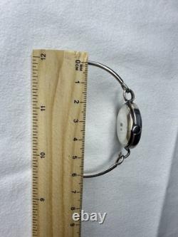 Rare Vintage EMKA Genève Swiss 800 Silver Bangle Bracelet Watch Working Wind-Up