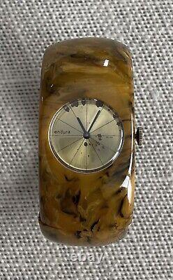 Rare Vintage Endura Mississippi Mud Swiss Bangle Clamper Bakelite Watch